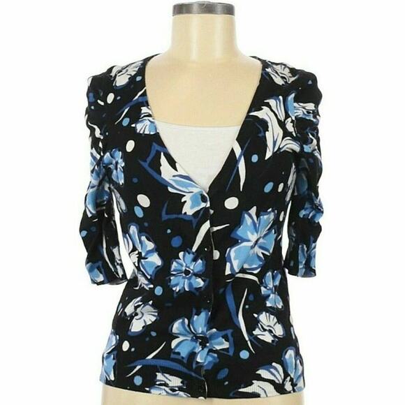 Nine West Cardigan Sweater Women's Size Small Floral Multicolor Button Front Top - Picture 1 of 5